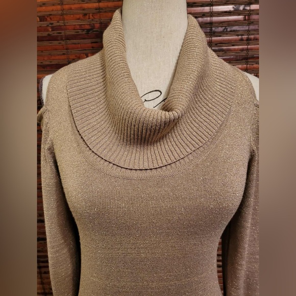 Derek Heart Tan Cowl Neck Sweater Dress - Picture 4 of 6